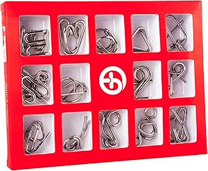 15 Piezas Rompecabezas de Metal Mini IQ Puzzle