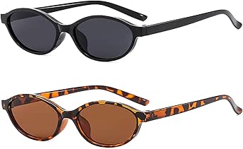 Domicubes Gafas de Sol Ovaladas Vintage Y2K - Leopardo y Negro