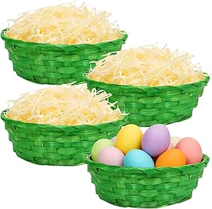 4 Cestas Pascua XL 22.5x7.5cm - Cestas grandes decorativas para regalos pascua tamaño grande
