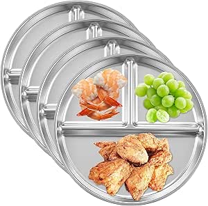 Platos de acero inoxidable con división para control de porciones boy kibble minimalista