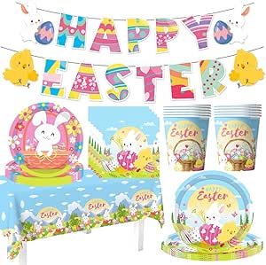 Camino de mesa Pascua bordado con conejos y huevos en calado - decoración elegante 2026