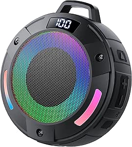 Altavoz Bluetooth aowoka portátil con luz RGB - IPX7 impermeable, flotante, potente para piscina y ducha
