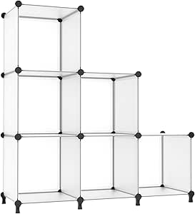 Organizador de almacenamiento modular de 6 cubos de plástico transparente - Sistema escalable para dormitorios, oficina y cocina