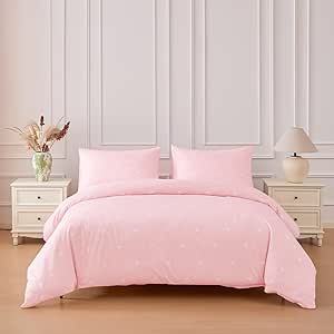 Funda nórdica rosa pastel geométrica Dalina cama 135 - edredón pastel rosa empolvado