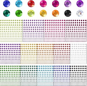 Diboniur 14 Hojas Pegatinas Brillantes 2310 piezas - Diamantes autoadhesivos para cara y maquillaje