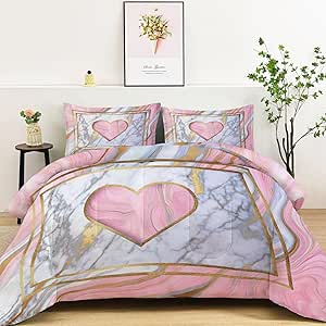 Edredón reversible geométrico pastel rosa mármol cama 120 - diseño moderno 2026