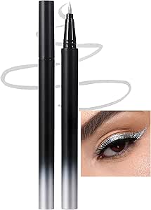 Erinde Silver Liquid Glitter Eyeliner plateado - Eyeliner de glitter metalizado para makeup Euphoria estilo TikTok