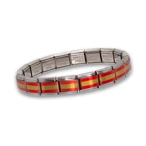Pulsera de acero inoxidable con bandera de España