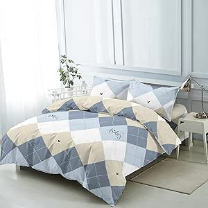 Edredón geométrico pastel azul - Funda nórdica H Hansel Home cama 90 diseño geométrico 2026