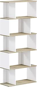 HOMCOM Estantería Nórdica Diseño Moderno 5 Estantes Roble y Blanco