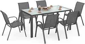 Mesa de jardín y sillas baratas: IDMarket Madrid de 150cm en color gris antracita