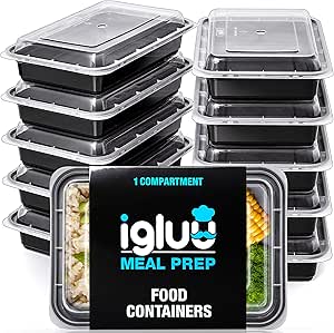Igluu set de 30 recipientes de plástico reutilizables para meal prep masivo boy kibble
