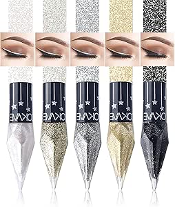 Juego lápiz ojos diamante 5 colores - Sombra líquida brillante metalizada para Euphoria makeup profesional