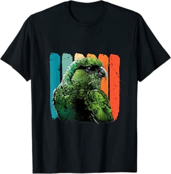 Camiseta vintage estilo retro con diseño de loro kakapo y motivos neozelandeses