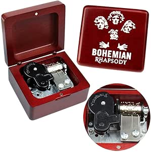 Caja de música vintage Sinzyo Queen Bohemian Rhapsody - Mecanismo de madera, melodía clásica, decoración retro