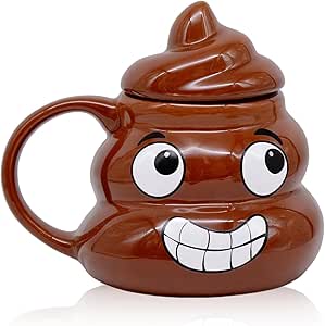Taza 3D con forma de caca sonriente - Regalos emoji originales