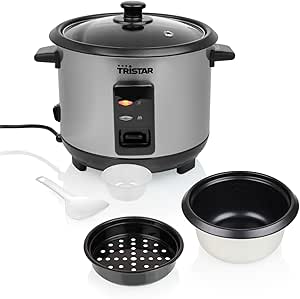 Tristar arrocera de acero inoxidable con función de mantener caliente para meal prep