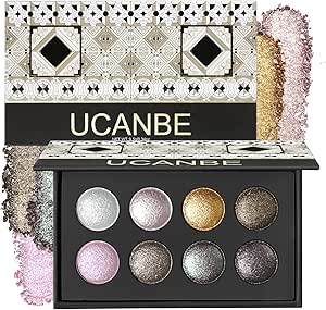UCANBE Paleta 8 Tonos luminosas - Sombras de ojos con brillo metálico diamante alta pigmentación