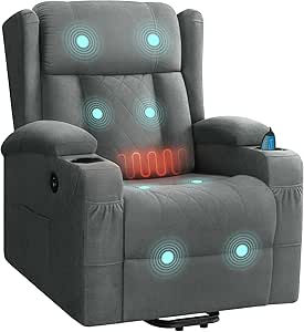 Sillón reclinable eléctrico WOLTU masaje calor - butaca relax USB ayuda levantarse premium