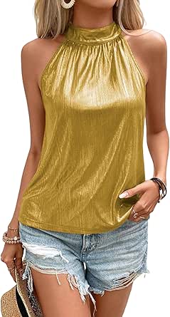 Top de lentejuelas con purpurina estilo halter para fiesta